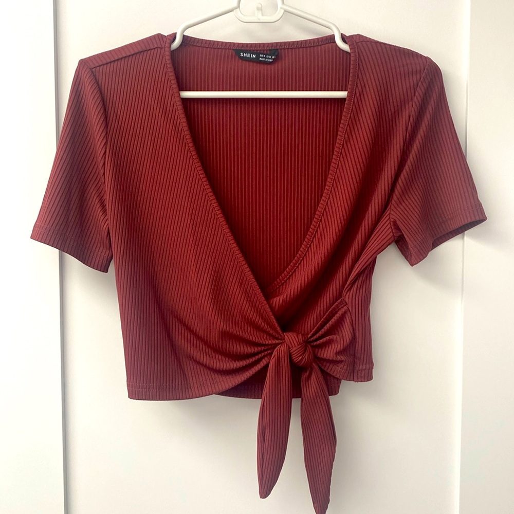 Ribbed Wrap Crop Top